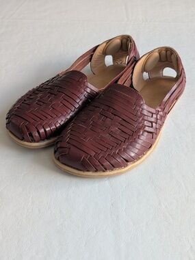 ORIGO Wide Brown Woven Leather Huarache Sandals Men's Size 11